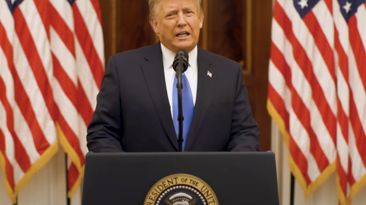 Donald Trump makes a farewell address in a video released by the White House