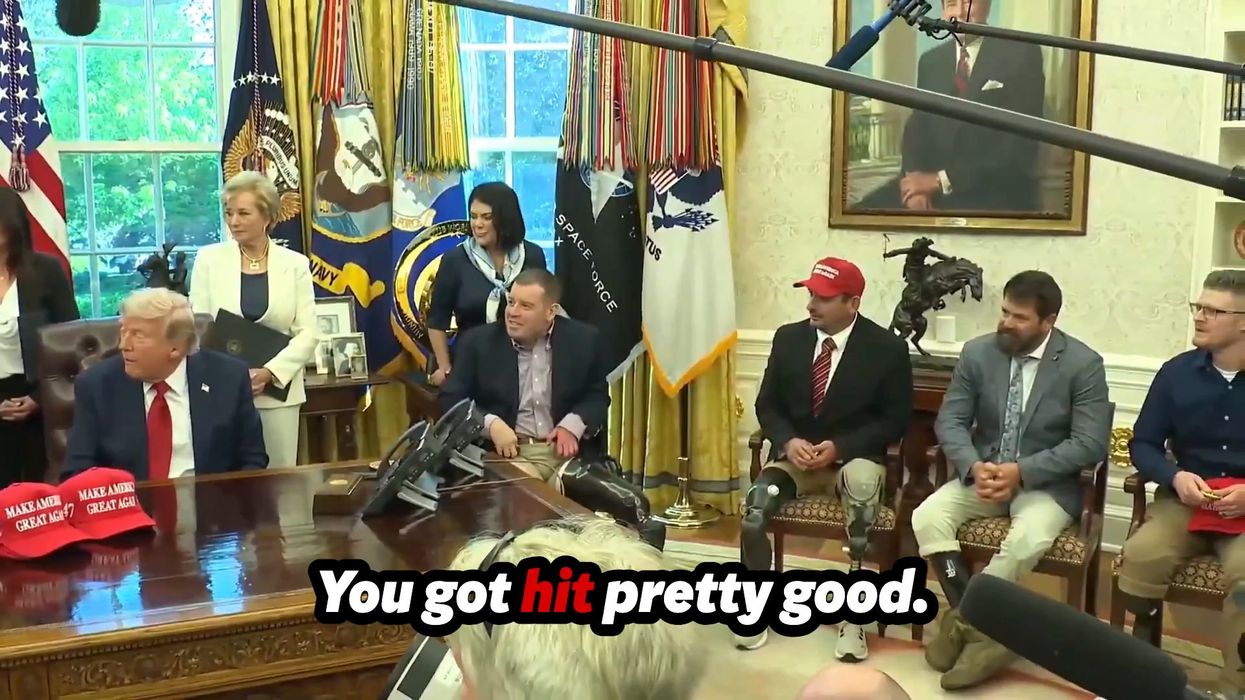 Donald Trump meets injured soldiers in Oval Office: 'You got hit. Amazing'