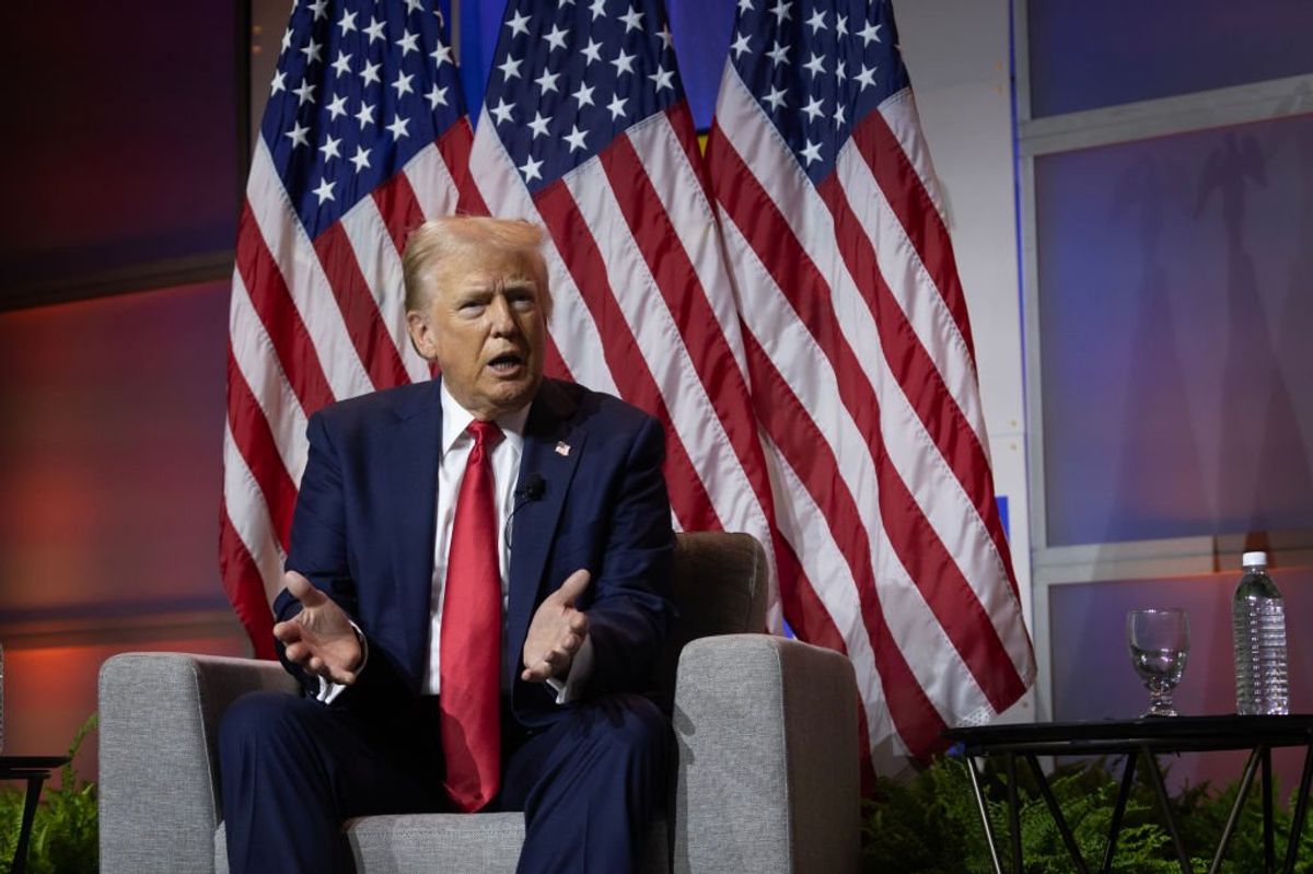 Donald Trump participates in a question and answers session at the National Association of Black Journalists (NABJ) convention