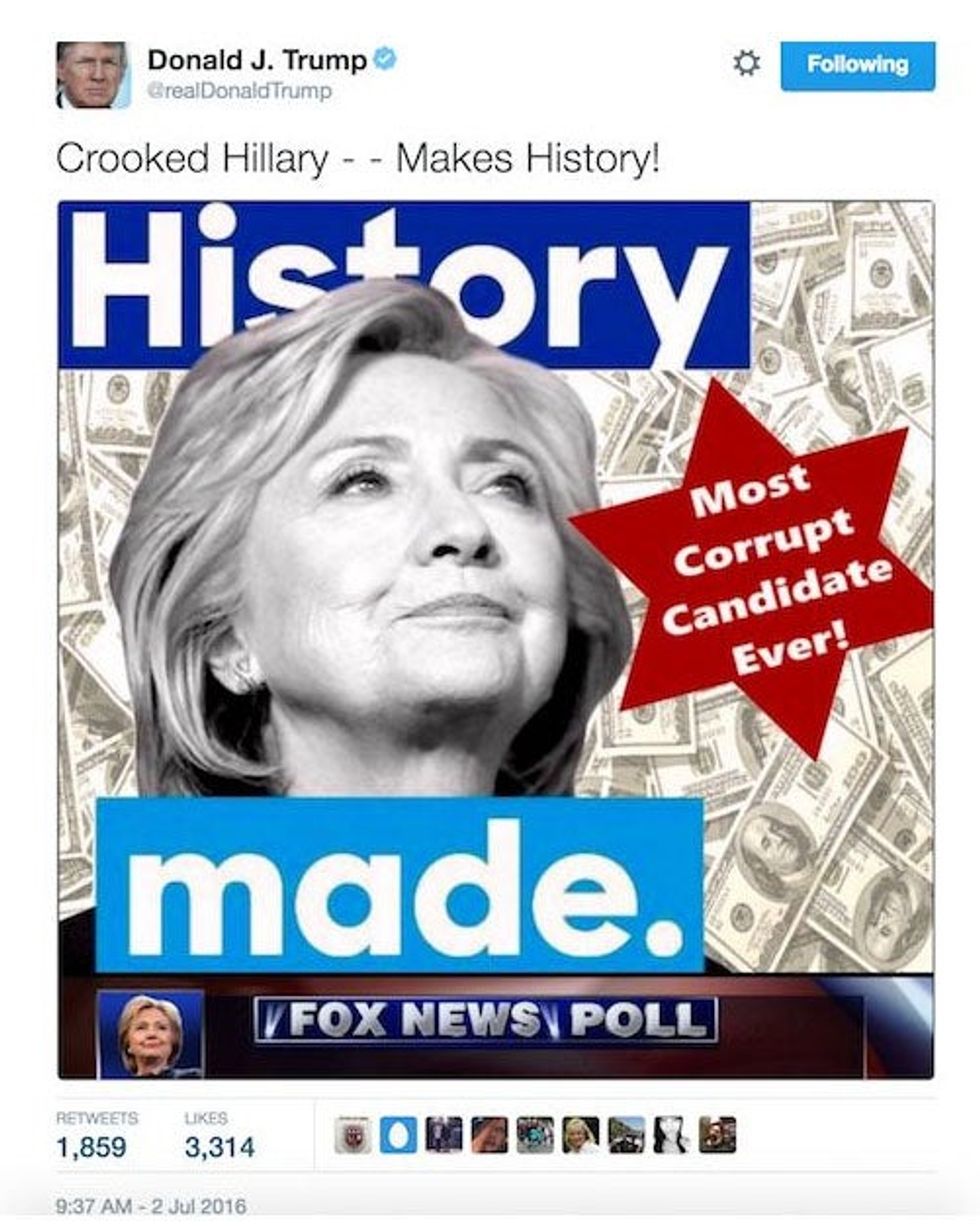 Donald Trump's anti-Hillary tweet from 2 July 2016