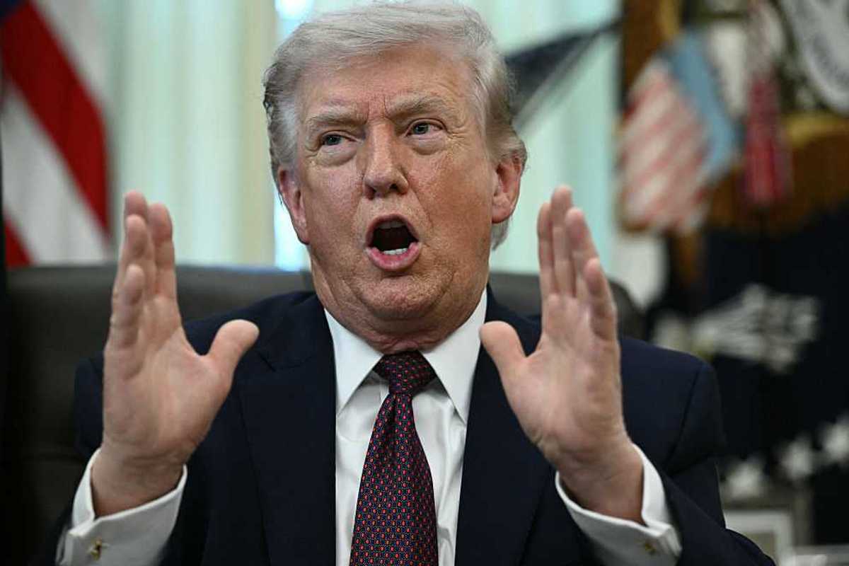 Donald Trump speaking in the Oval Office.