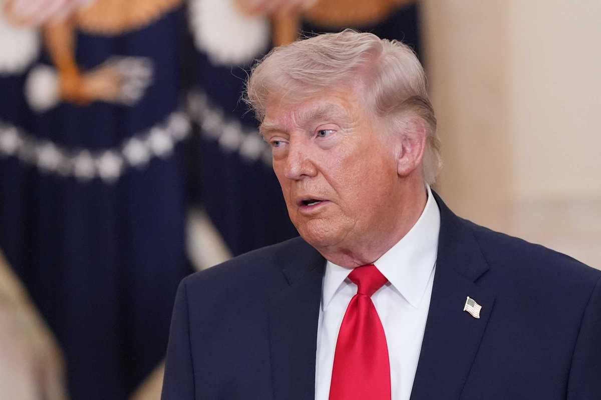 Donald Trump speaking inside the White House.
