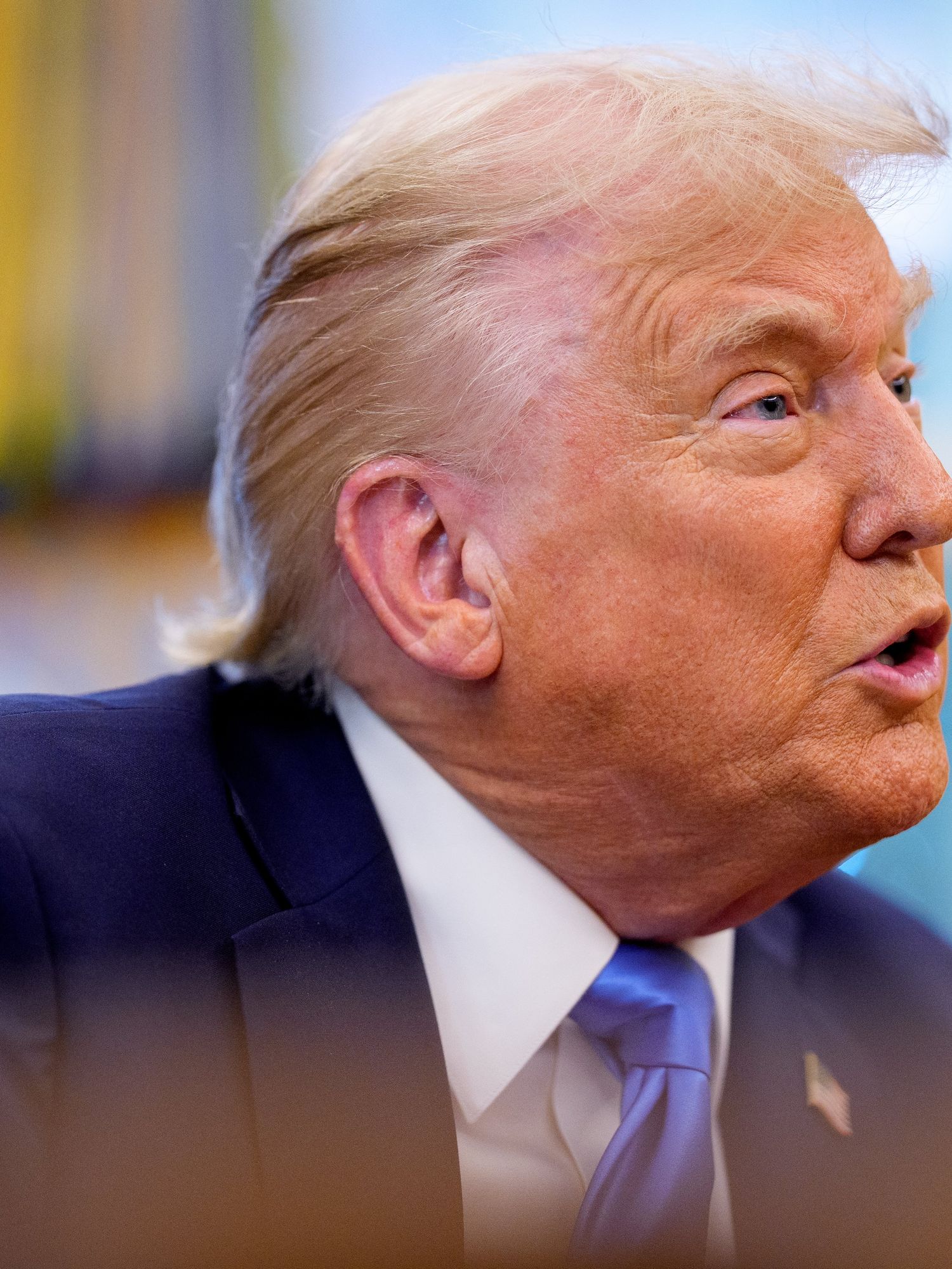 Donald Trump speaks in the Oval Office.