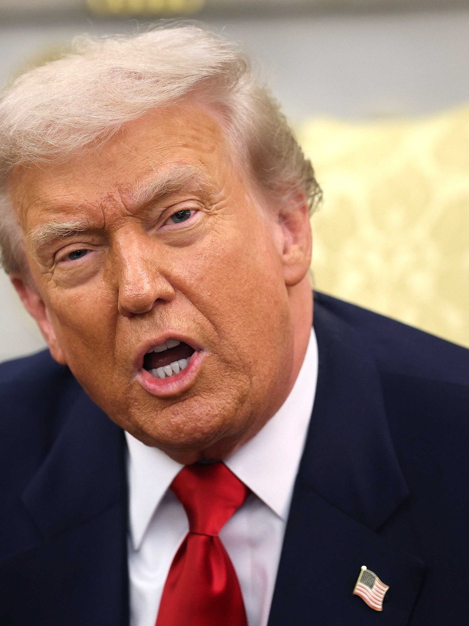 Donald Trump speaks in the Oval Office.