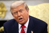 Donald Trump speaks in the Oval Office.