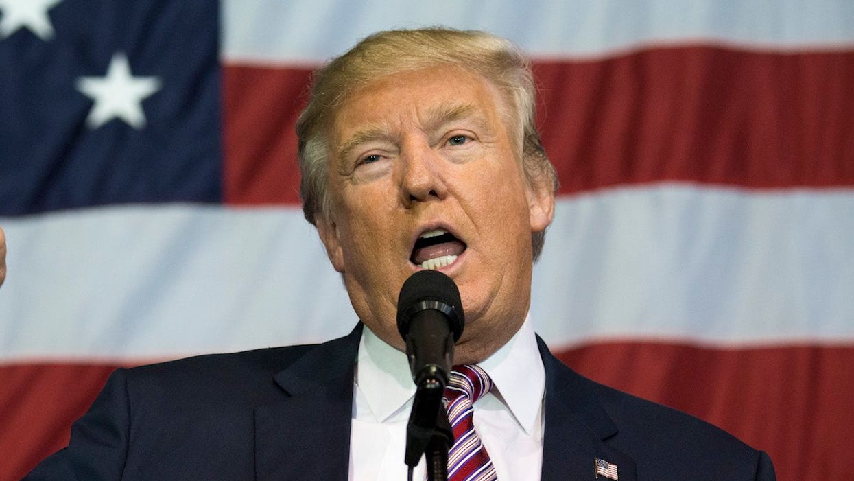 Donald Trump speaks to attendees at the Delaware County Fairgrounds on October 20, 2016 in Delaware, Ohio.