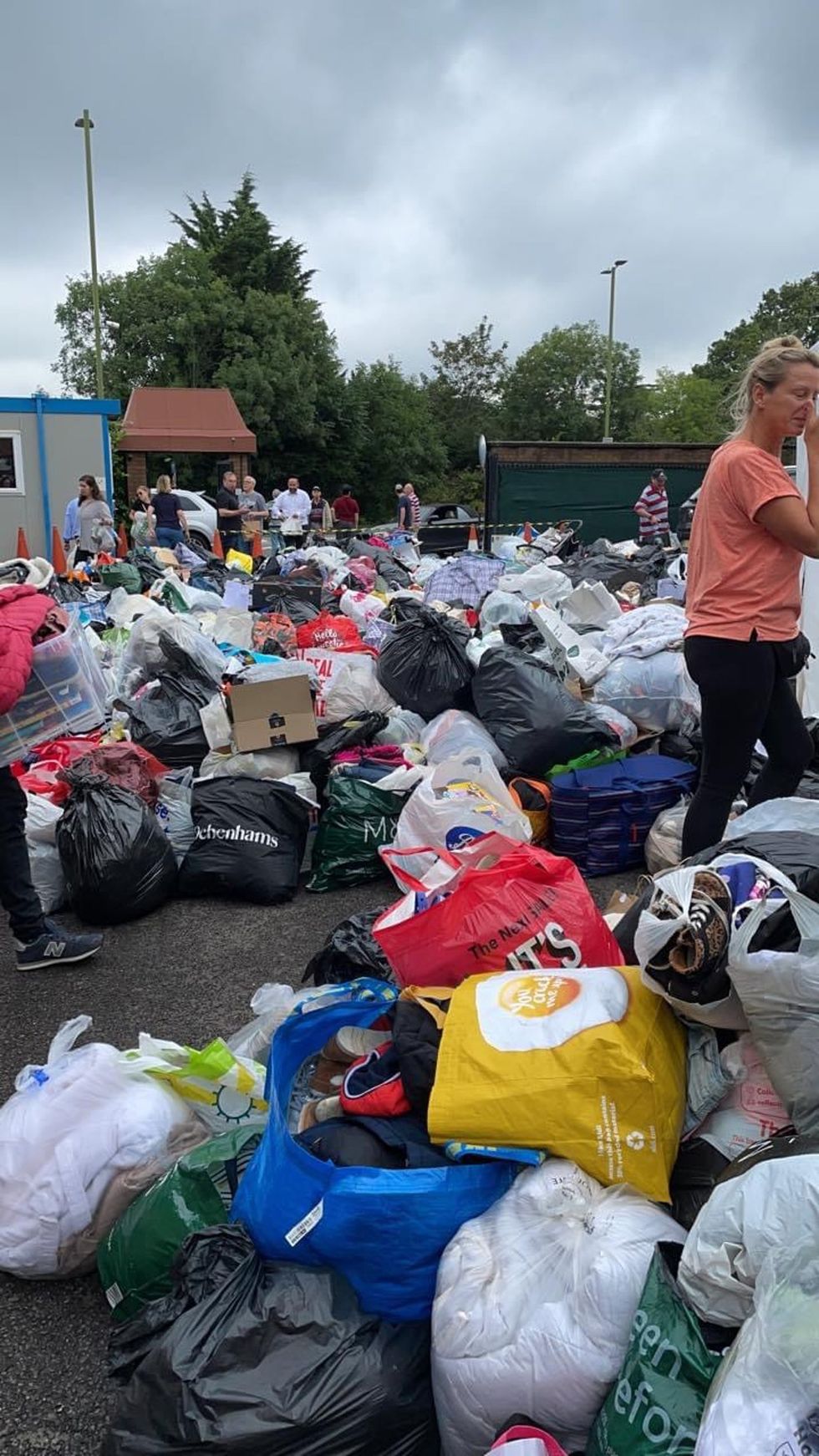 Donations being sorted in the car park of the Bushey United Synagogue in Hertfordshire (Bushey United Synagogue/PA)