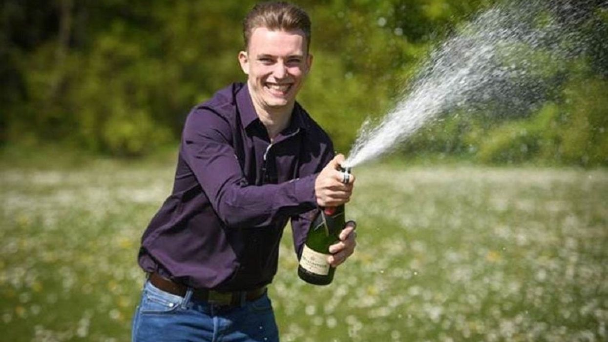 Dudley man Luke Ashman celebrates his lottery win (National Lottery/PA)