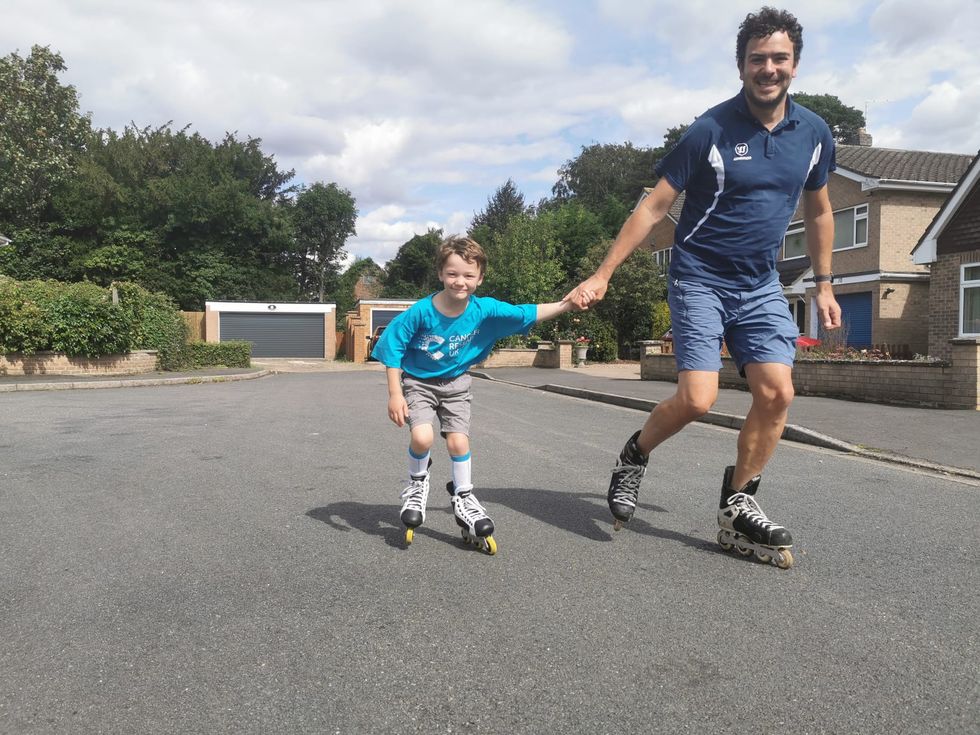 Dylan Almond and his father Darren skating in Market Deeping