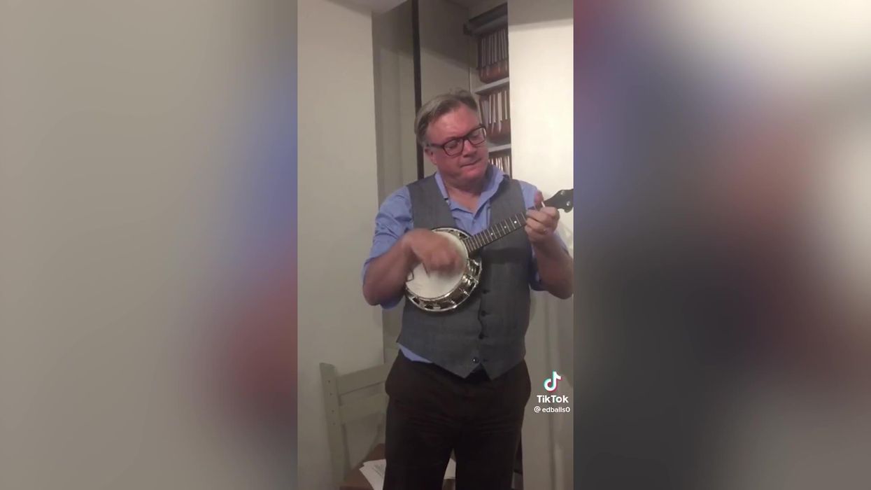 Ed Balls joins TikTok with videos of him throwing eggs at house and playing ukelele