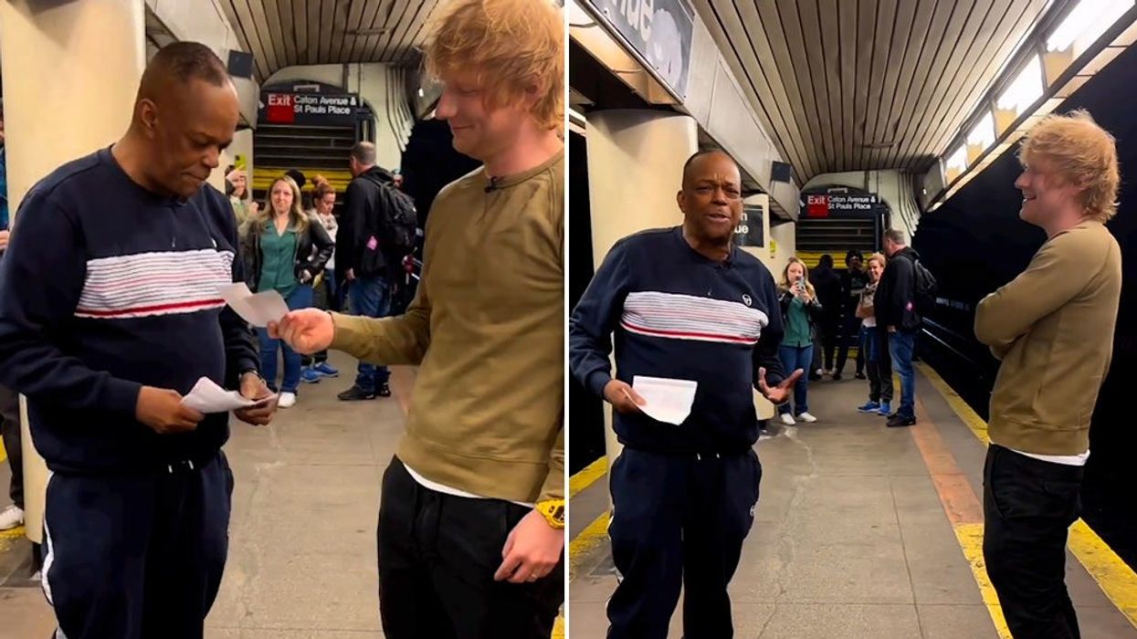 New York subway singer surprised by Ed Sheeran while covering one of his songs