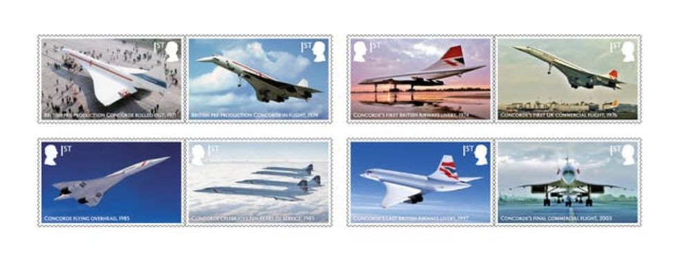Eight of the new Concorde stamps