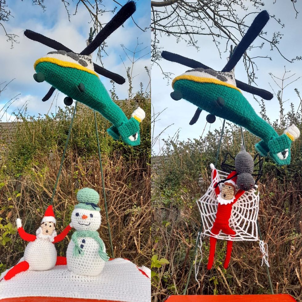 Elf in different scenarios on a postbox