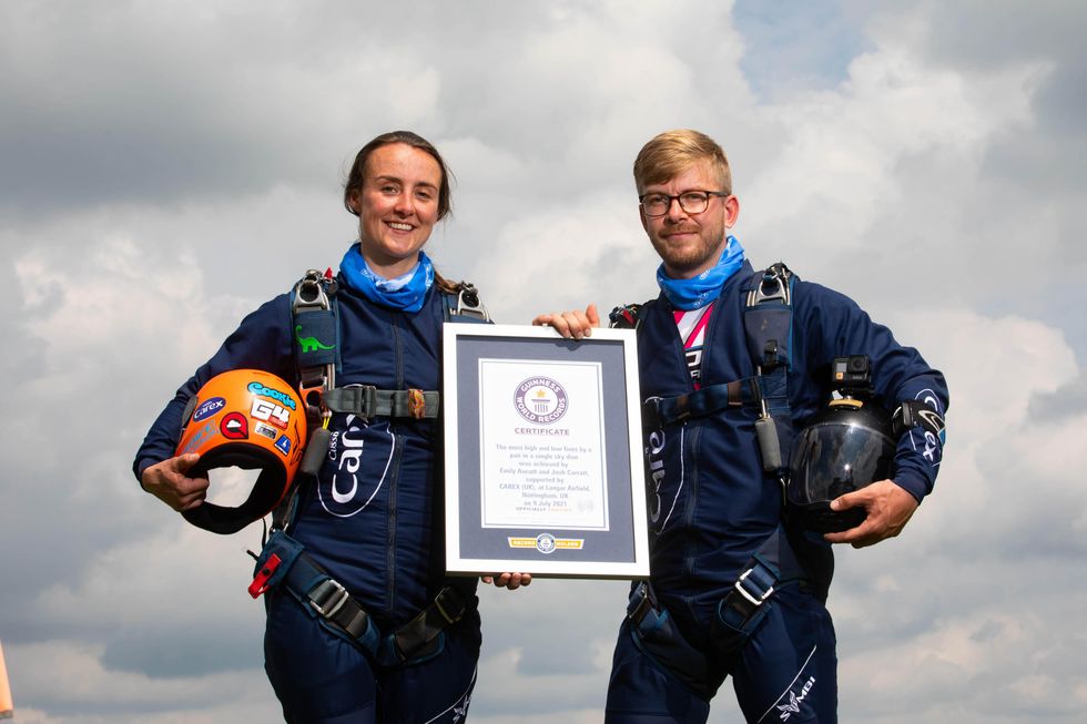 Emily Aucutt and Josh Carratt with their Guinness World Records certificate