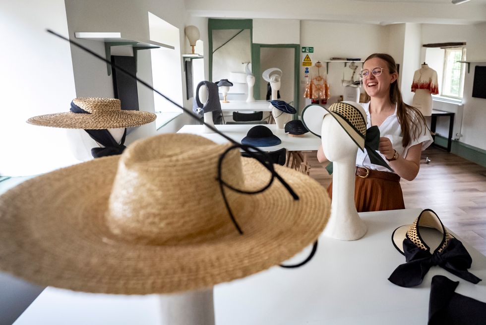 Emily Hurst with her new collection of straw visors
