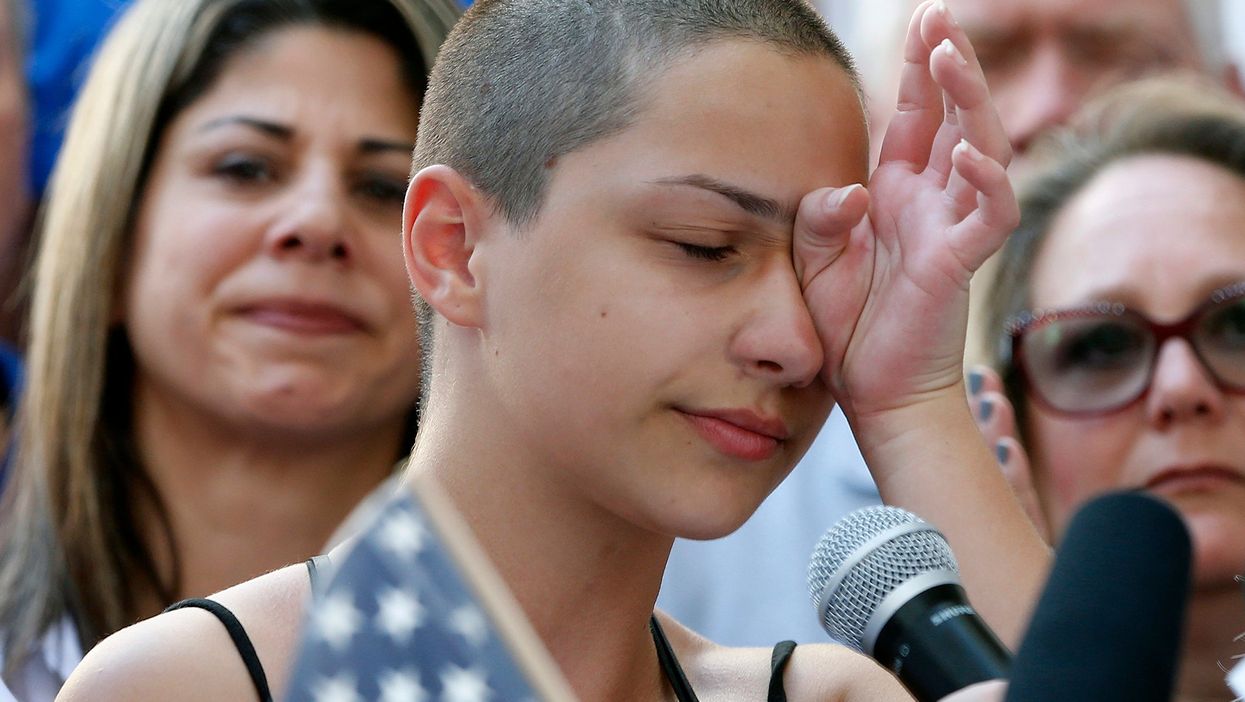 Emma Gonzalez speaks at a rally for gun control at the Broward County Federal Courthouse in Fort Lauderdale, Florida, three days after the Parkland shooting