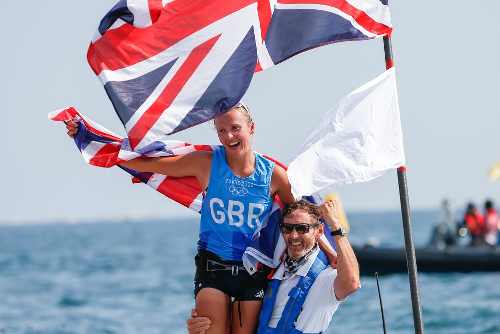 Emma Wilson celebrates her third-place finish (Thomas Bakker via DPA/PA)