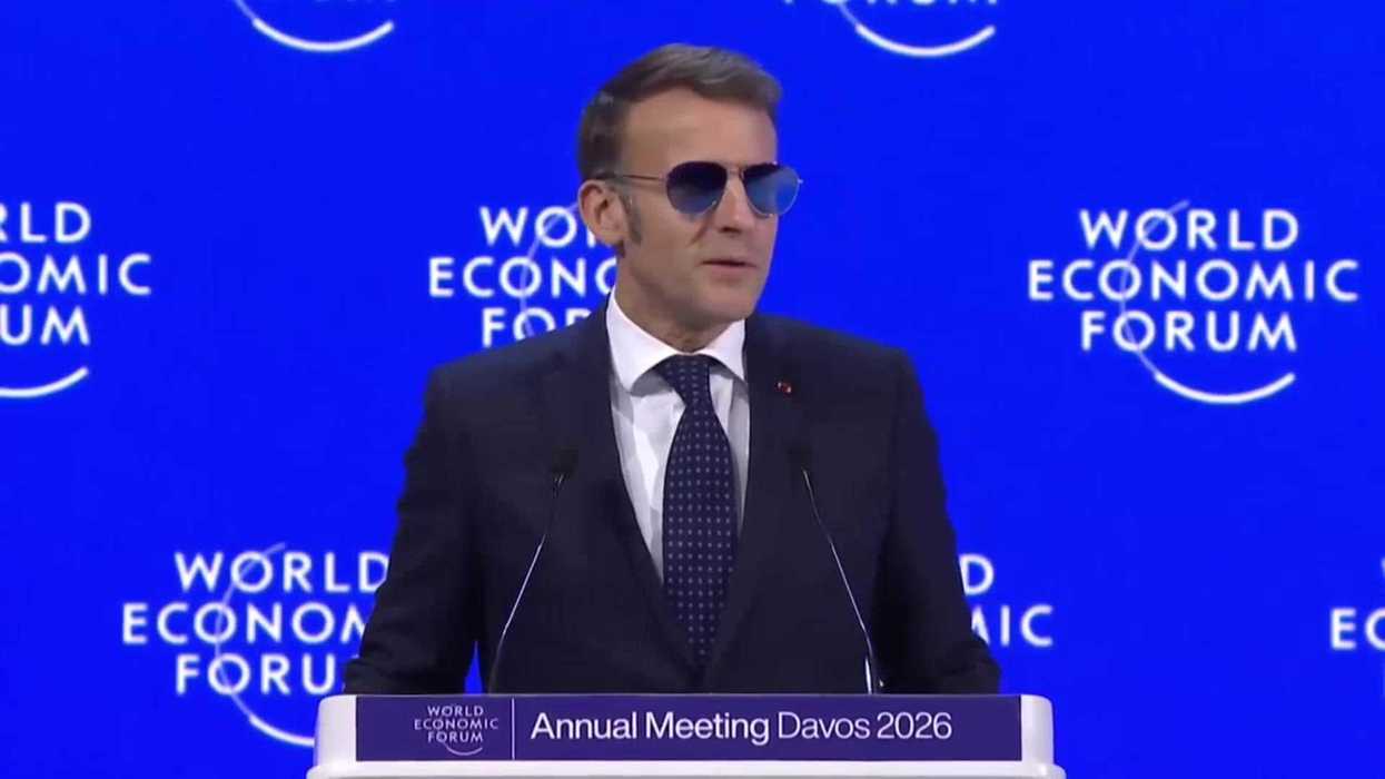 Why was Emmanuel Macron wearing sunglasses at the World Economic Forum in Davos?
