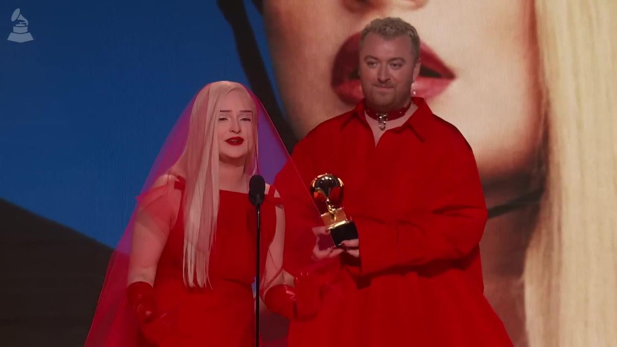 Kim Petras fights tears as she becomes first trans woman to win Grammy for Best Pop Duo
