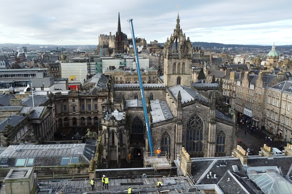 Engine being moved out of attic