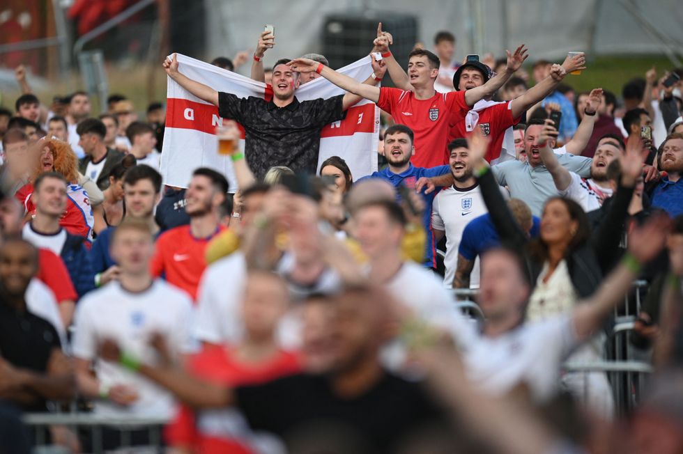 England fans cheer on from Manchester\u2019s first \u2018fan park\u2019
