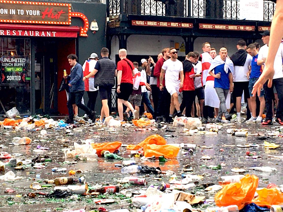 England fans in Leicester Square ahead of the Euro 2020 final