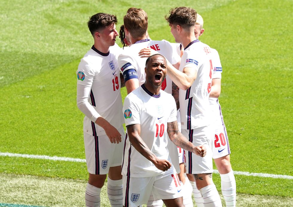 England\u2019s Raheem Sterling celebrates scoring against Croatia