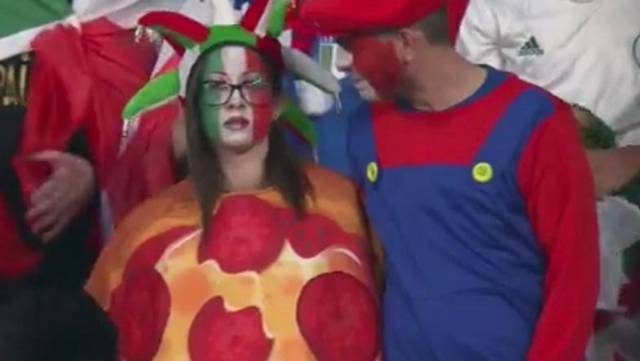 <p>“English couple that got hold of tickets for the Italian end and wanted to blend in”, one joked</p>