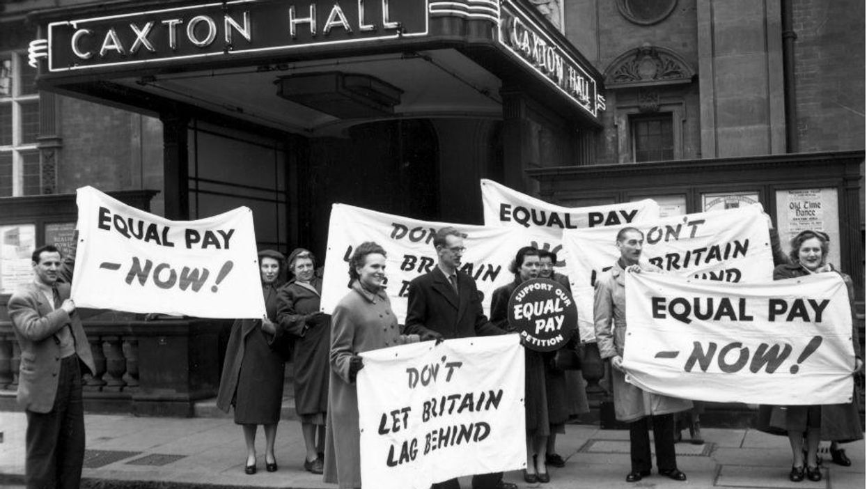 Equal pay campaigners in London, 1954. Sadly, their banners are still apt today, 60 years on