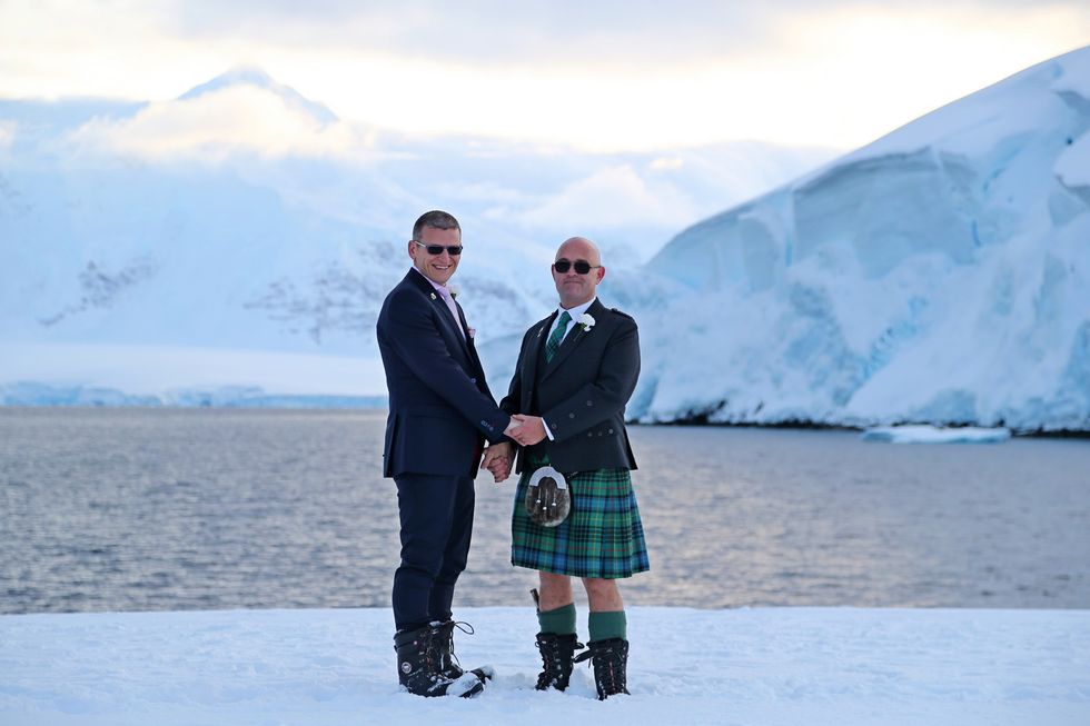 Same-sex couple ‘proud to be part of history’ after Antarctic wedding