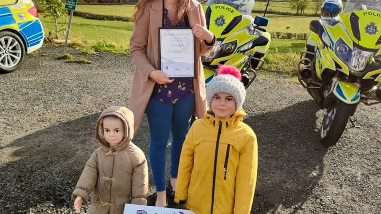 Erin Langdale with child mannequins (Durham Police/PA)