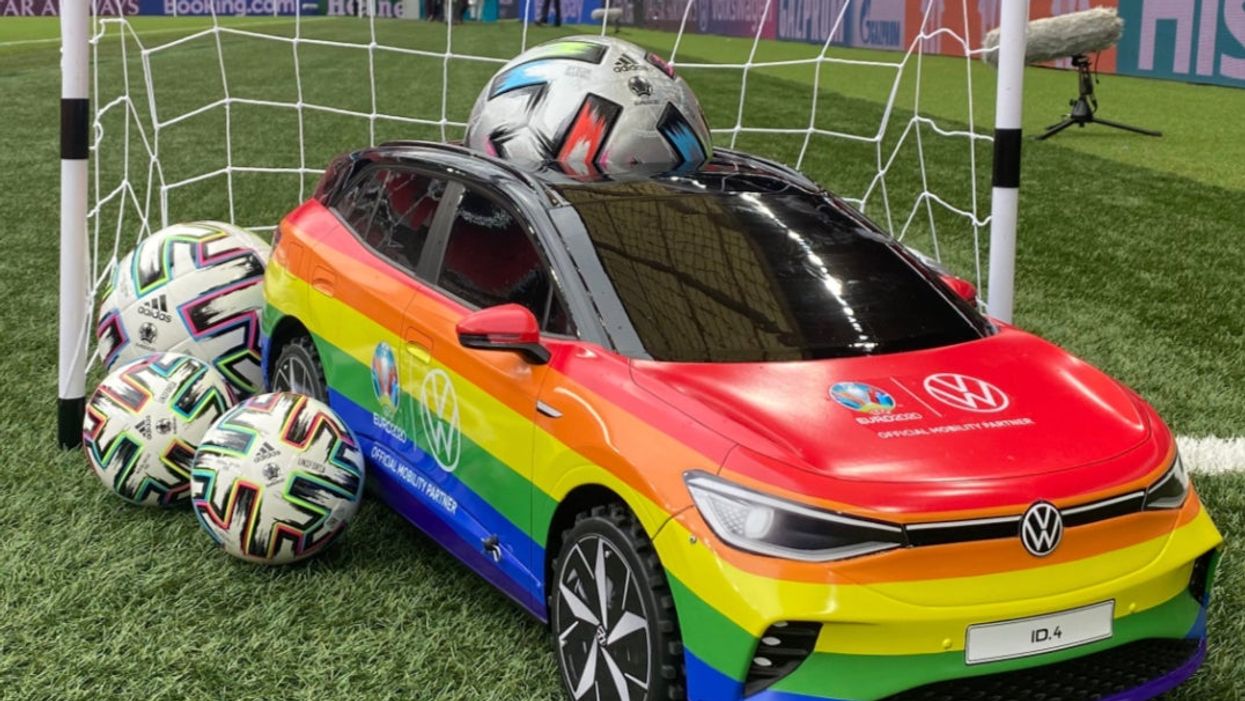 <p>Euro 2020 tiny car is supporting LGBTQ+ rights </p>