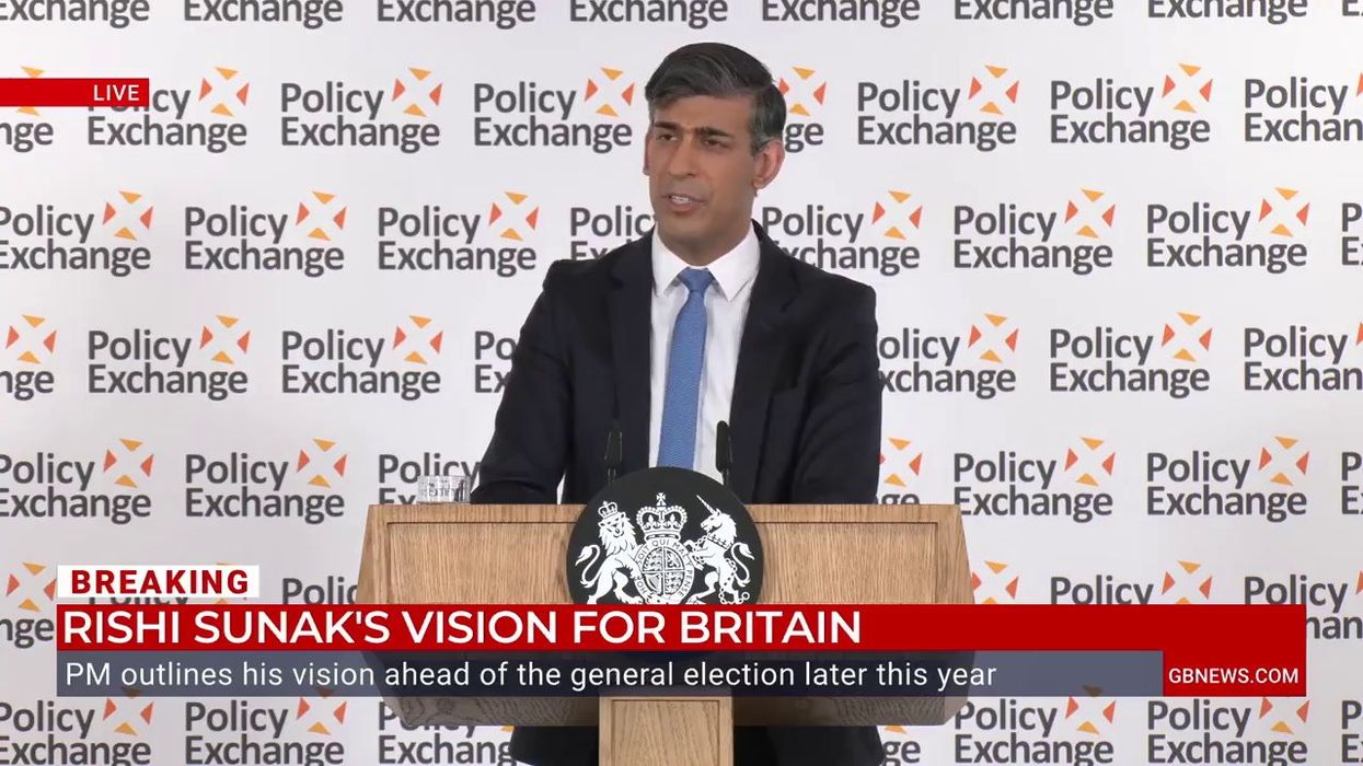 Rishi Sunak awkwardly upstaged by Sky News sidebar during key speech