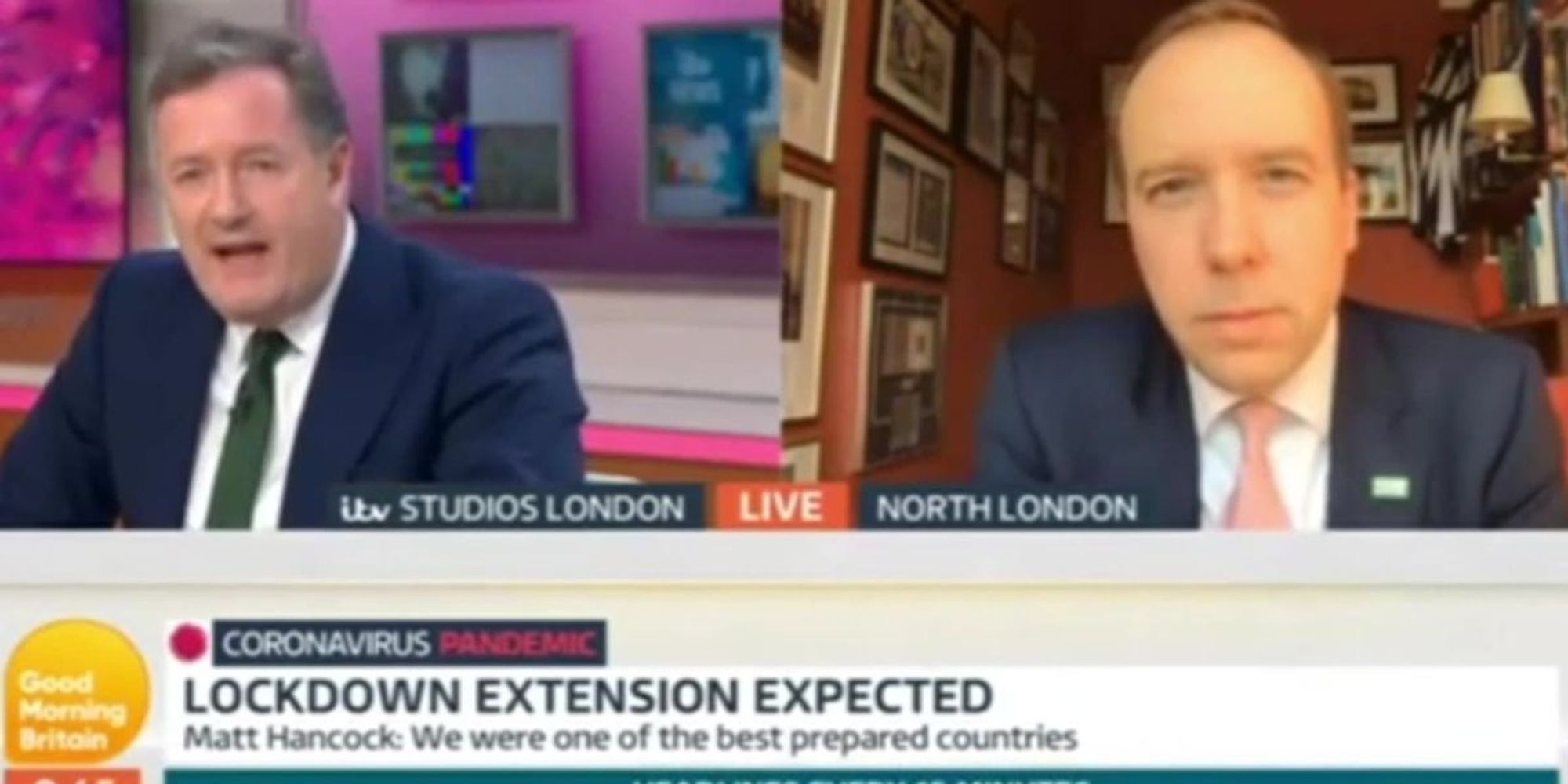 Piers and Matt Hancock bicker and interrupt each other in heated