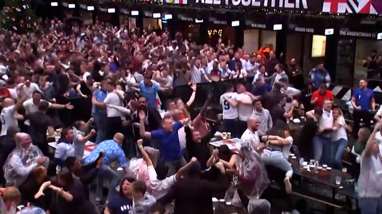 Beer launched in the air as England fans celebrate World Cup goals exactly as expected