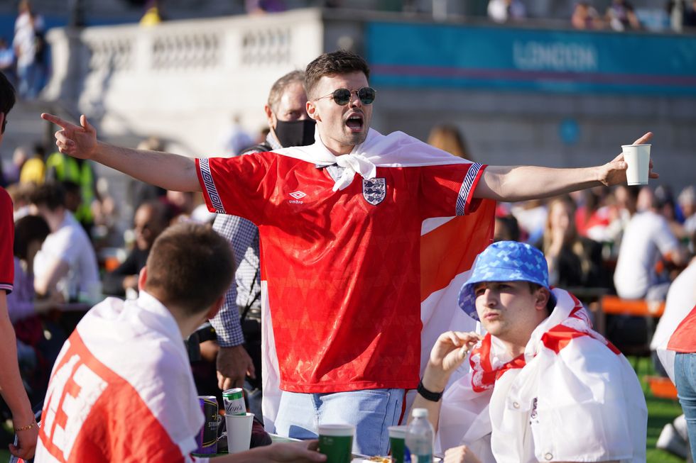 Fans watching England v Denmark