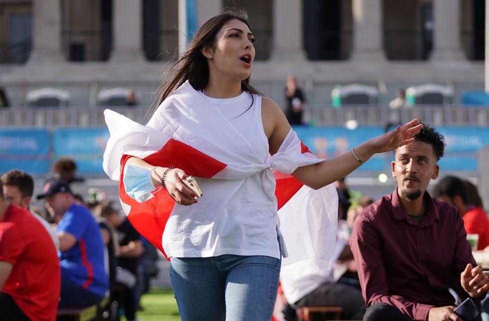 Fans watching England v Denmark