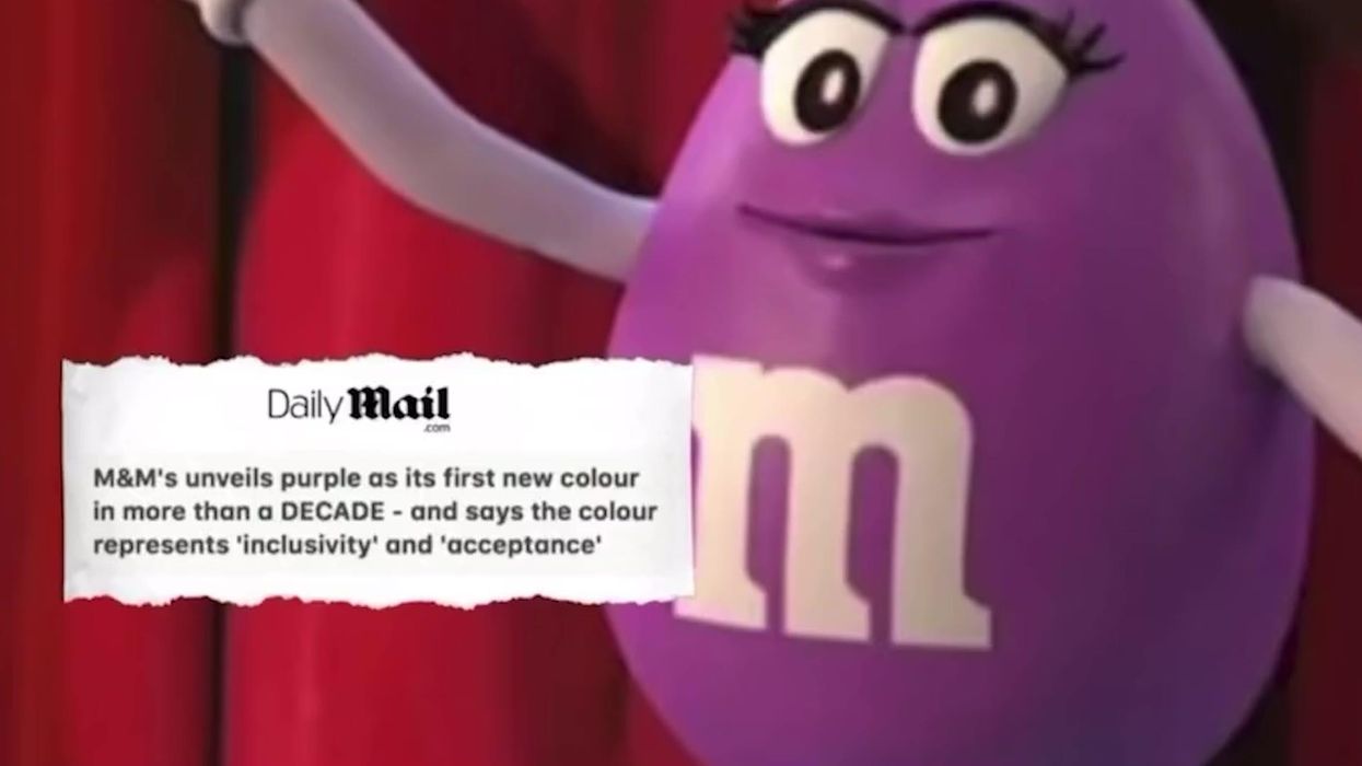 purple m&m cartoon