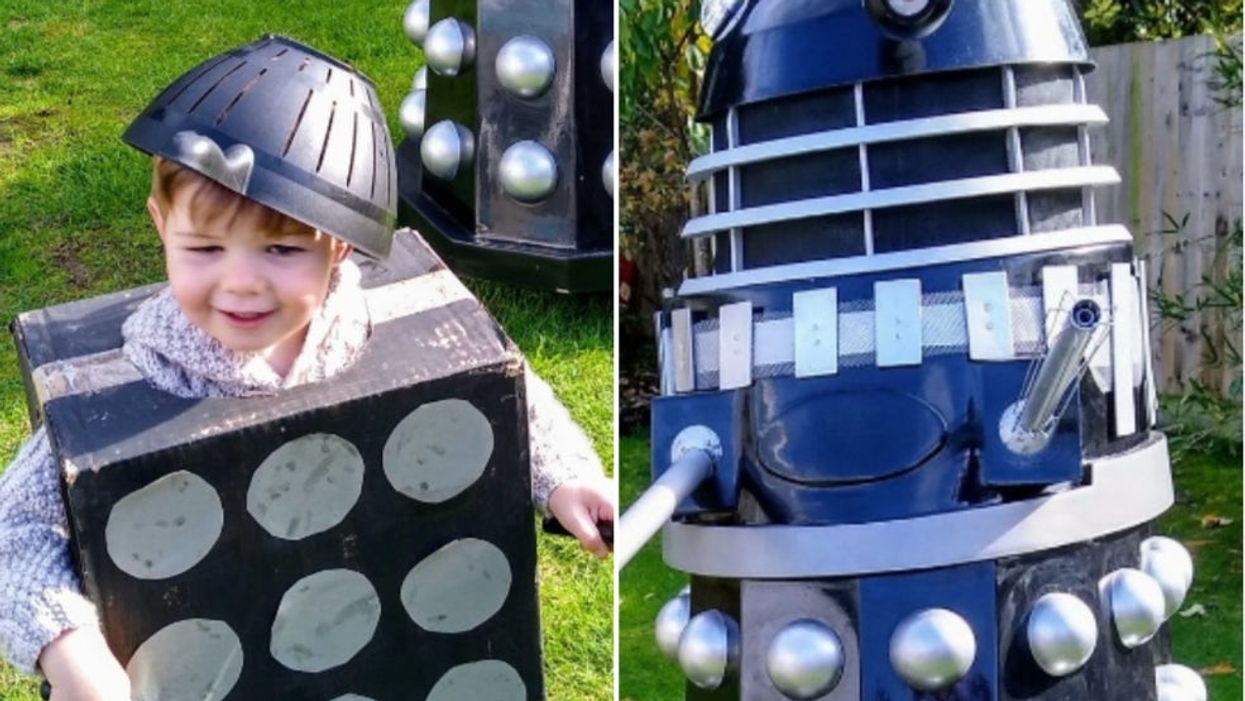<p>Father Andy Dobson shared the sweet snap of son Rory in his Dalek costume to his Twitter</p>