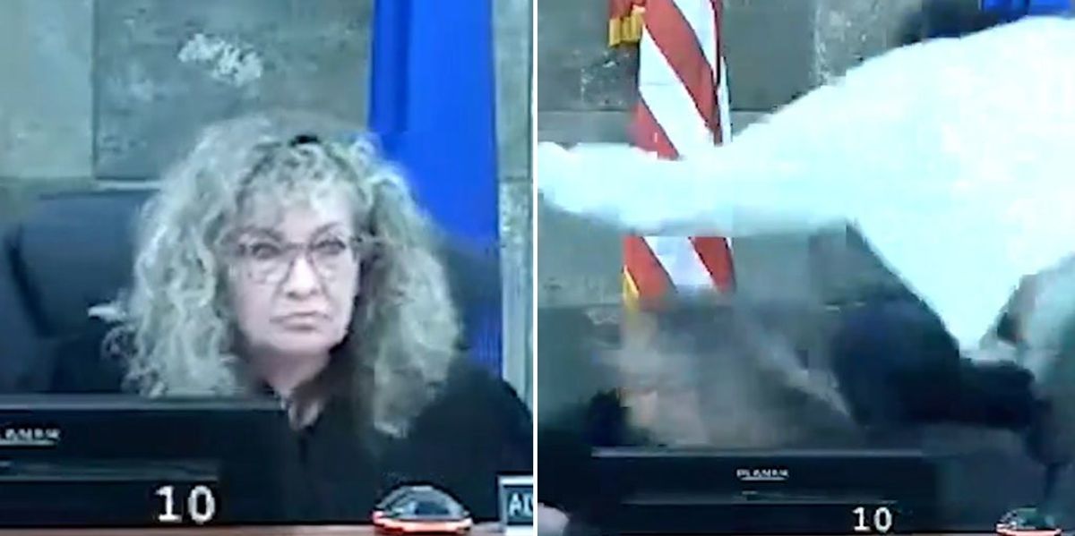 Defendant launches himself at judge during sentencing in Las Vegas Defendant launches himself at judge during sentencing in Las Vegas