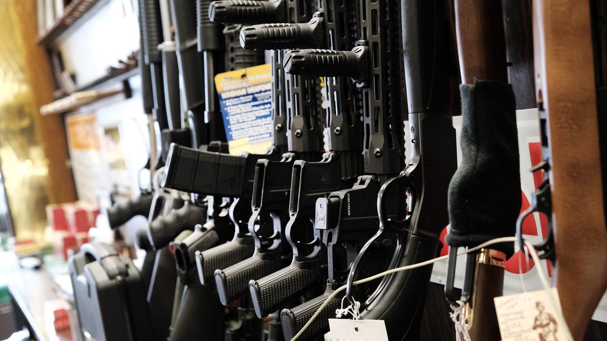 Few rifles remain on the shelf at Caso’s Gun-A-Rama store on March 25, 2021 in Jersey City, New Jersey. Caso’s Gun-A-Rama has had a significant increase in business with lines often out the door as more people buy guns for security and for fear that there will be increased bans on them. In the wake of recent mass shootings, the Biden administration is pushing for the Senate to pass gun legislation already passed by the House. Area gun businesses have seen a rise in sales recently that has even led to a shortage of bullets.