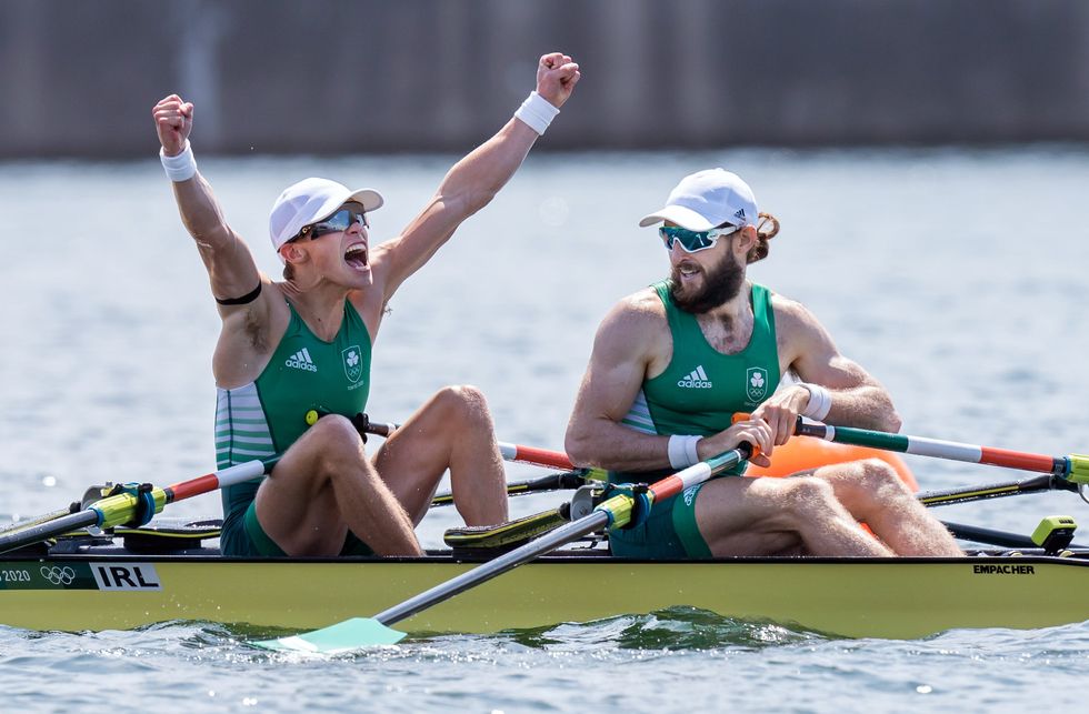 Fintan McCarthy and Paul O\u2019Donovan celebrate victory in the lightweight men\u2019s double sculls (Danny Lawson/PA)