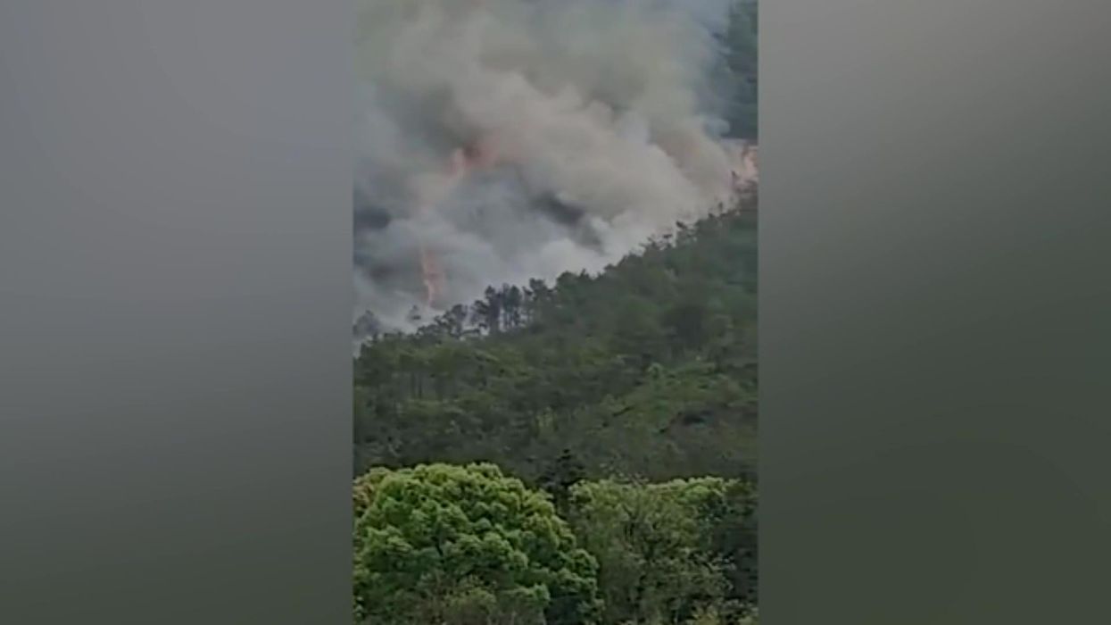 Aftermath of 'China plane crash' shows mountainside up in smoke