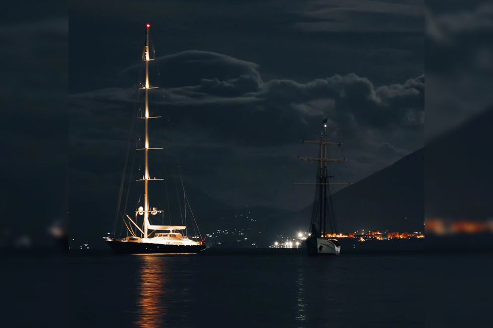 Footage captured the Bayesian yacht, with its 75-metre-long mast in the minutes before it capsized