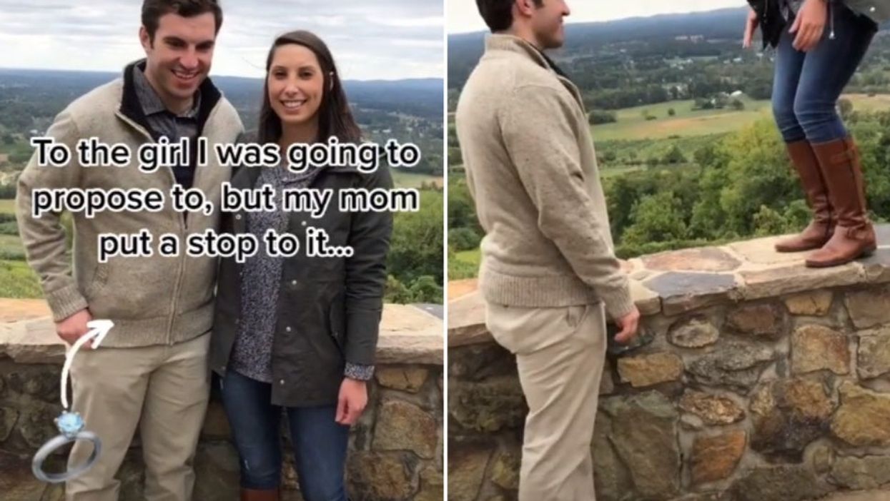 <p>Footage from Dan’s father captured the awkward moment Dan’s mother ruined his proposal</p>