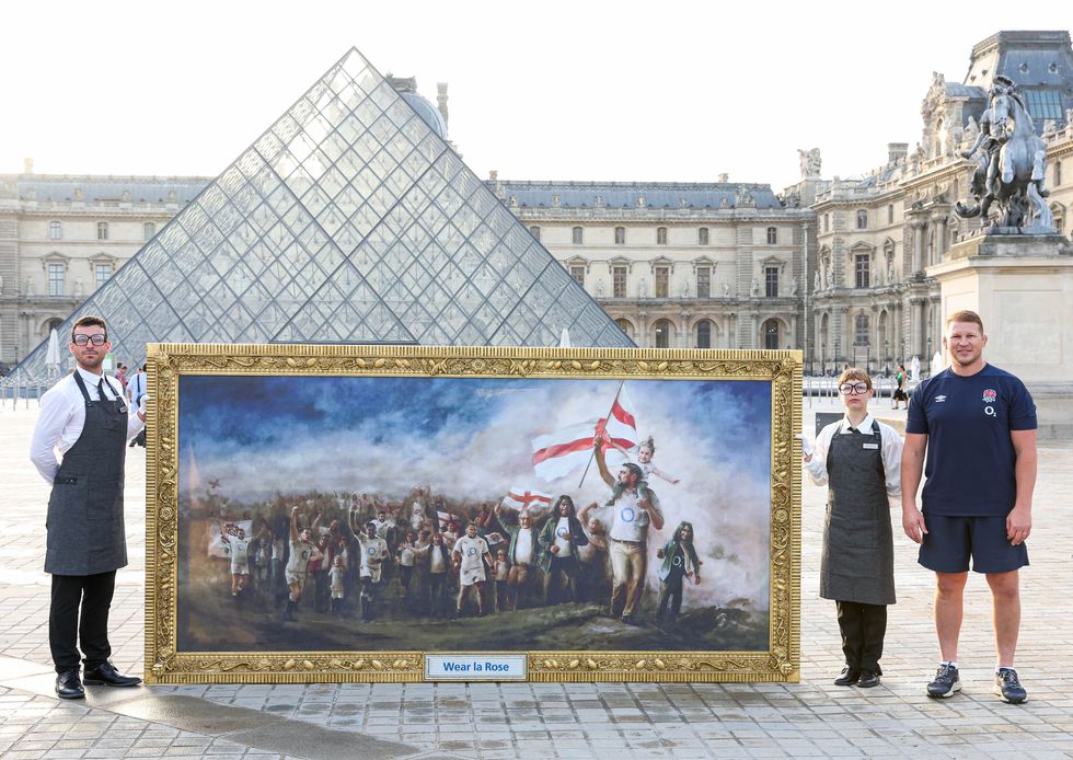 Artwork celebrating England fans unveiled outside Louvre before Rugby World Cup