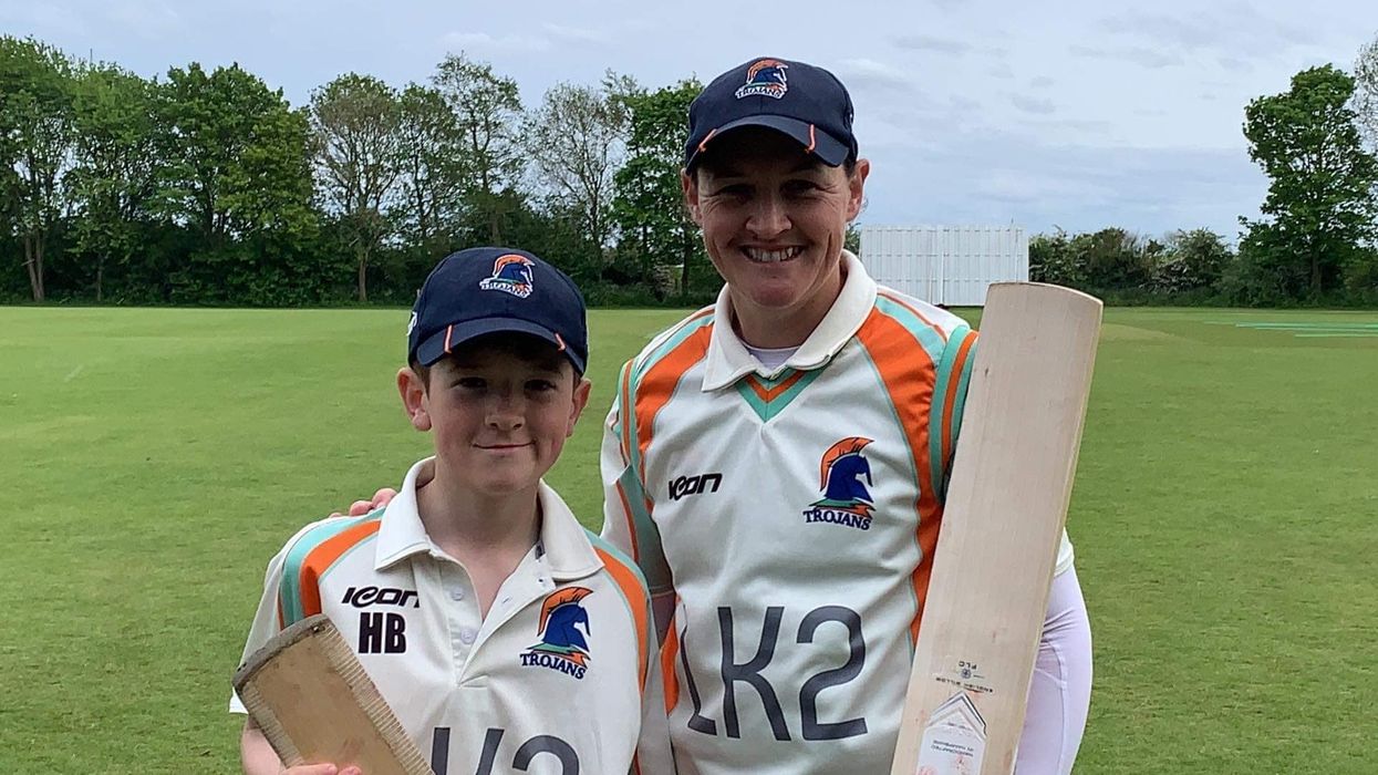 Former England cricketer Arran Brindle, right, with her son Harry