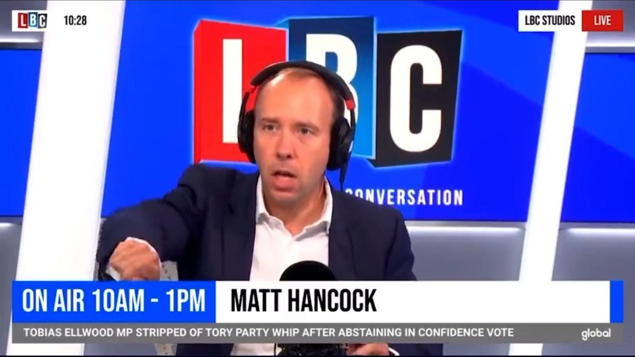 Matt Hancock compared to Alan Partridge after briefly losing his cool on LBC