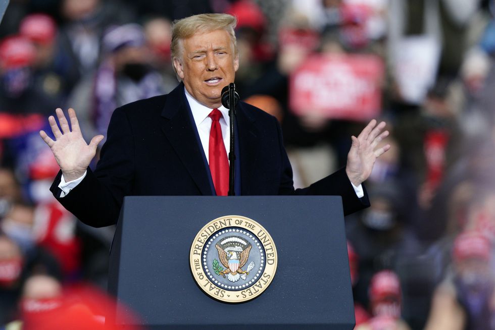 Former president Donald Trump led to spikes in searches for \u2018impeachment\u2019 (Chris Szagola/AP)