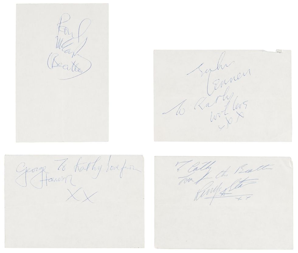 Four autographs addressed to fan 'Kathy' Salt which are going up for auction